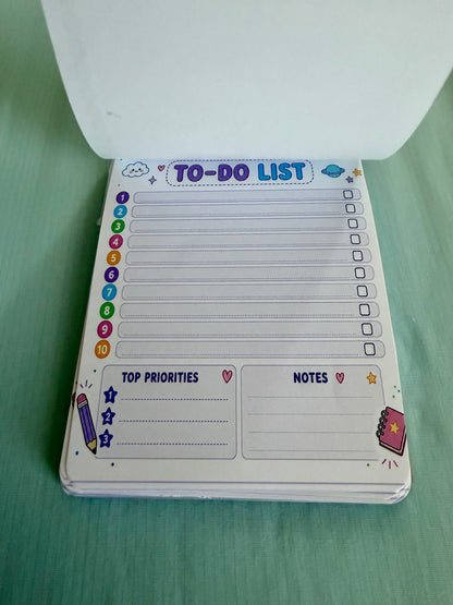 Starburst Days To-Do List Notepad – Handmade Celestial Pastel | 10 Tasks + Priorities + Notes