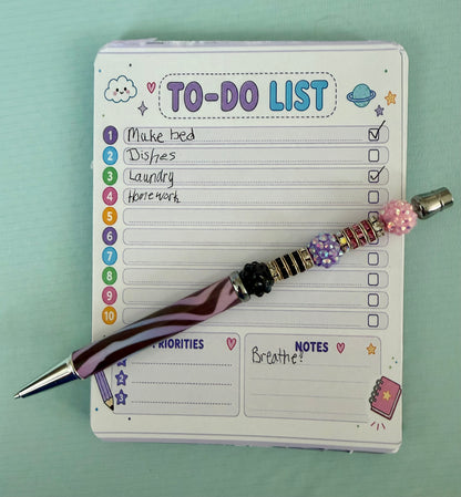 Starburst Days To-Do List Notepad – Handmade Celestial Pastel | 10 Tasks + Priorities + Notes
