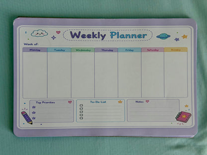 Starburst Days Weekly Planner – Handmade Celestial Pastel | Mon–Sun Layout with Priorities & NotesStarburst Days Weekly Planner – Handmade Celestial Pastel | Mon–Sun Layout with Priorities & Notes
