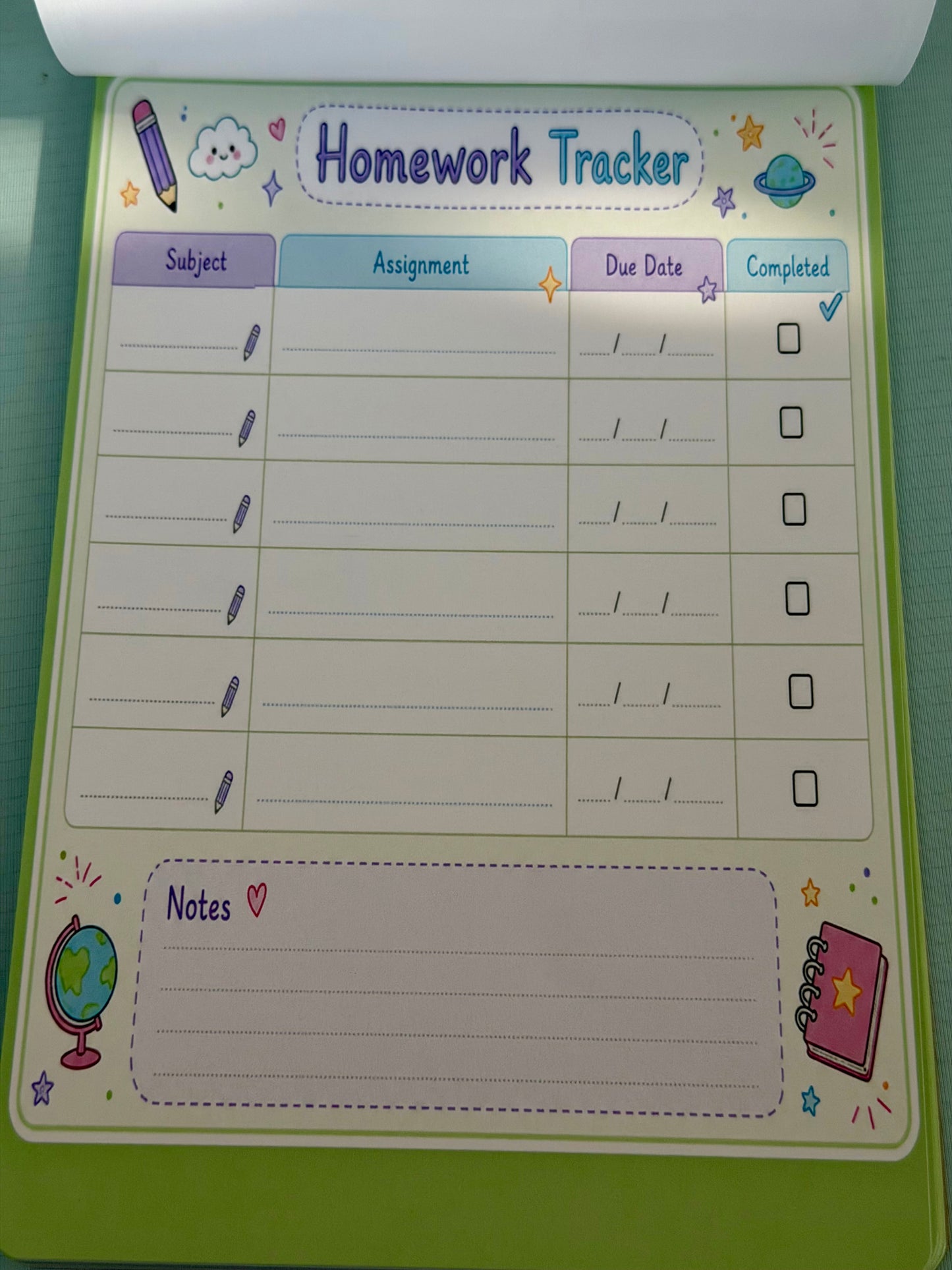 Starburst Days Homework Tracker – Handmade Celestial Pastel | Student Assignment Organizer