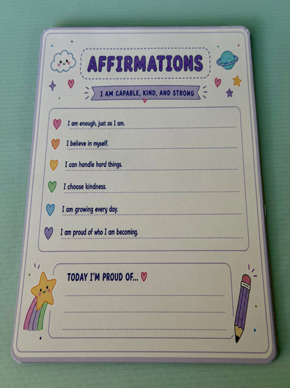 Starburst Days Affirmations Pad – Handmade Celestial Pastel | Pre-Printed Positive Affirmations