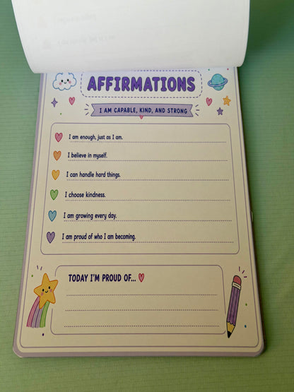 Starburst Days Affirmations Pad – Handmade Celestial Pastel | Pre-Printed Positive Affirmations