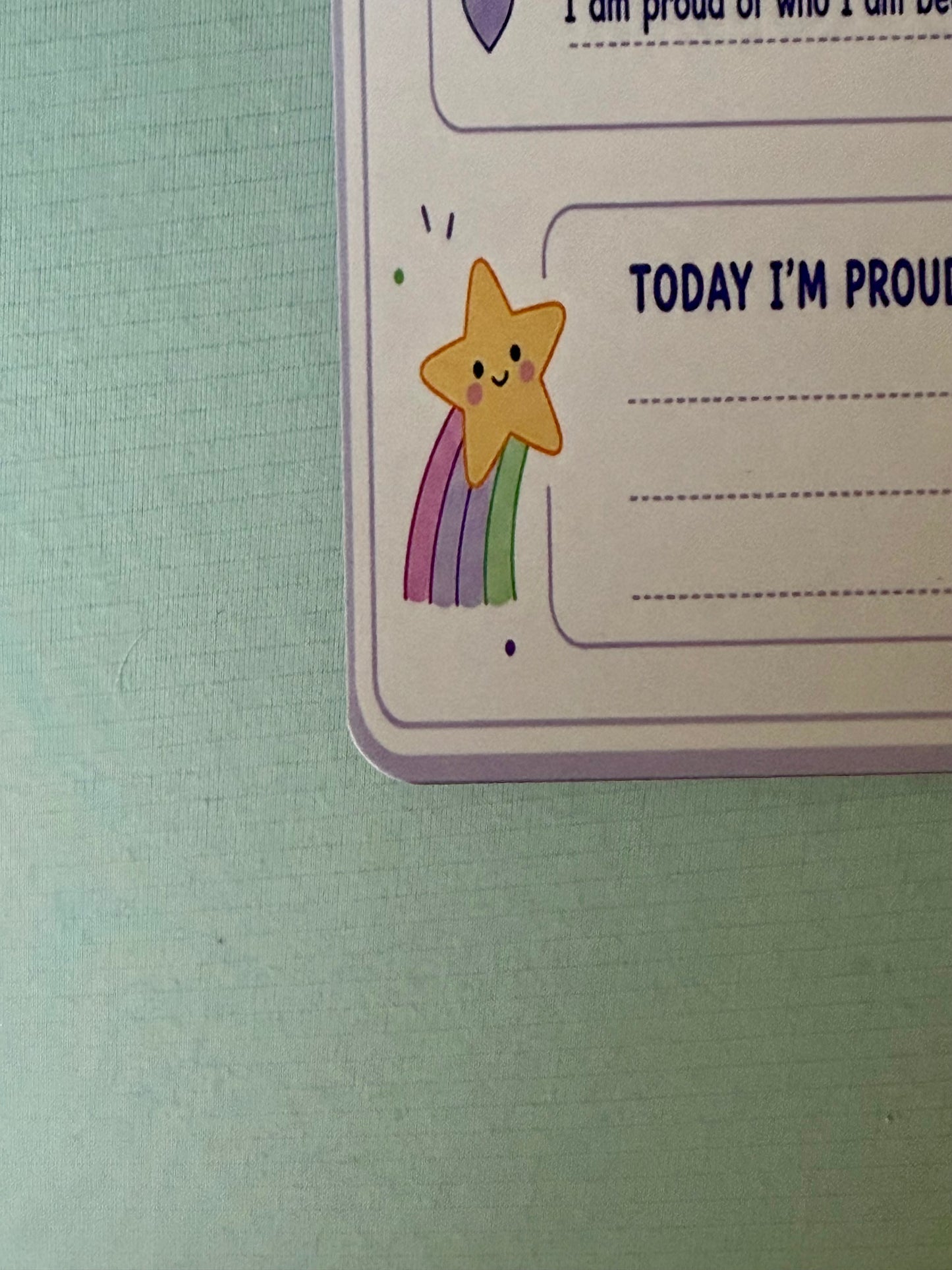 Starburst Days Affirmations Pad – Handmade Celestial Pastel | Pre-Printed Positive Affirmations