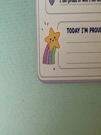 Starburst Days Affirmations Pad – Handmade Celestial Pastel | Pre-Printed Positive Affirmations