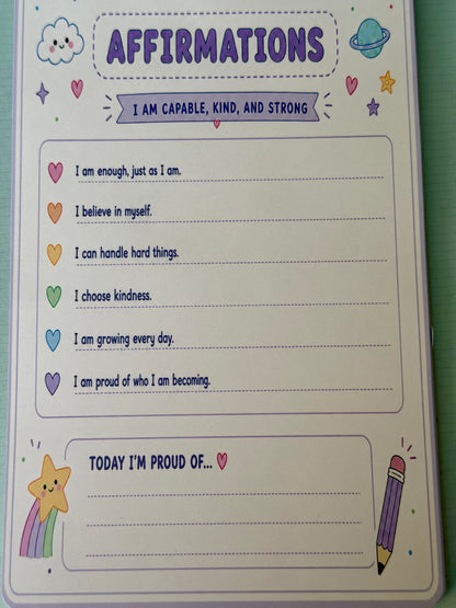 Starburst Days Affirmations Pad – Handmade Celestial Pastel | Pre-Printed Positive Affirmations