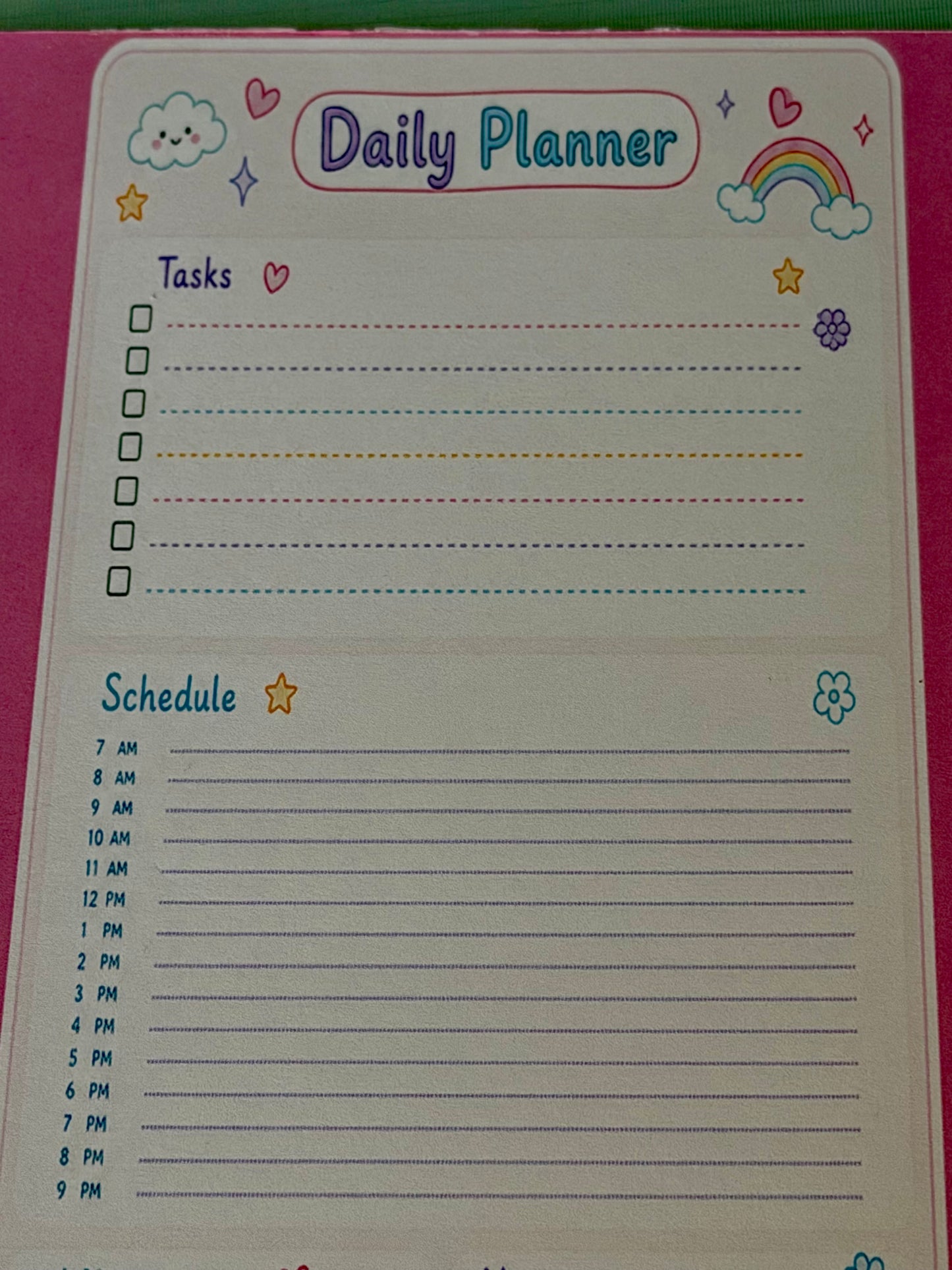 Starburst Days Daily Planner – Handmade Celestial Pastel | Schedule, Mood Tracker & Affirmations