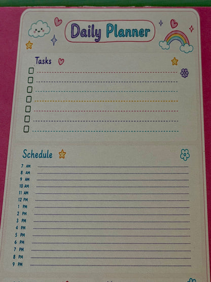 Starburst Days Daily Planner – Handmade Celestial Pastel | Schedule, Mood Tracker & Affirmations