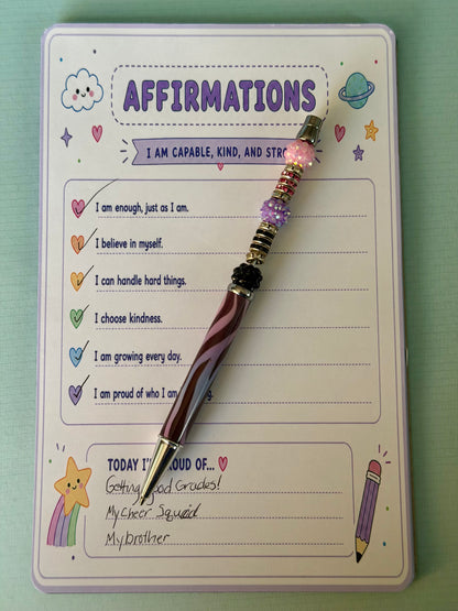 Starburst Days Affirmations Pad – Handmade Celestial Pastel | Pre-Printed Positive Affirmations