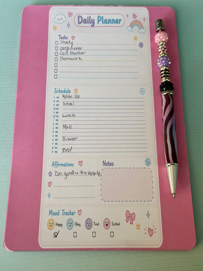 Starburst Days Daily Planner – Handmade Celestial Pastel | Schedule, Mood Tracker & Affirmations