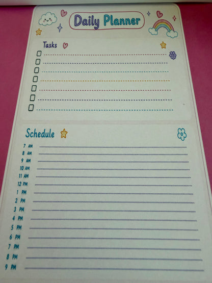 Starburst Days Daily Planner – Handmade Celestial Pastel | Schedule, Mood Tracker & Affirmations
