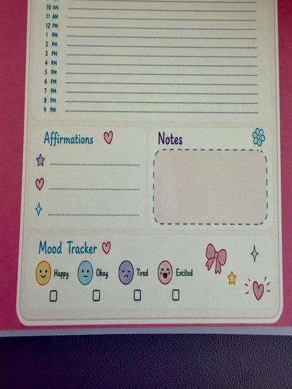 Starburst Days Daily Planner – Handmade Celestial Pastel | Schedule, Mood Tracker & Affirmations