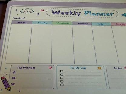Starburst Days Weekly Planner – Handmade Celestial Pastel | Mon–Sun Layout with Priorities & NotesStarburst Days Weekly Planner – Handmade Celestial Pastel | Mon–Sun Layout with Priorities & Notes