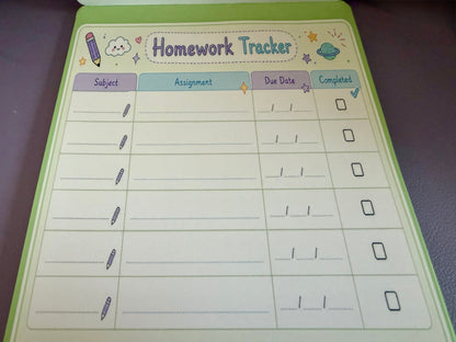 Starburst Days Homework Tracker – Handmade Celestial Pastel | Student Assignment Organizer