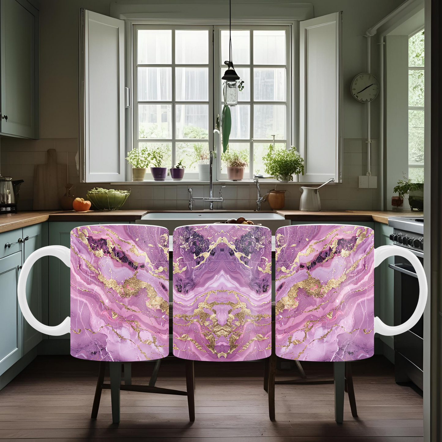 Pink and Gold Marble Mug