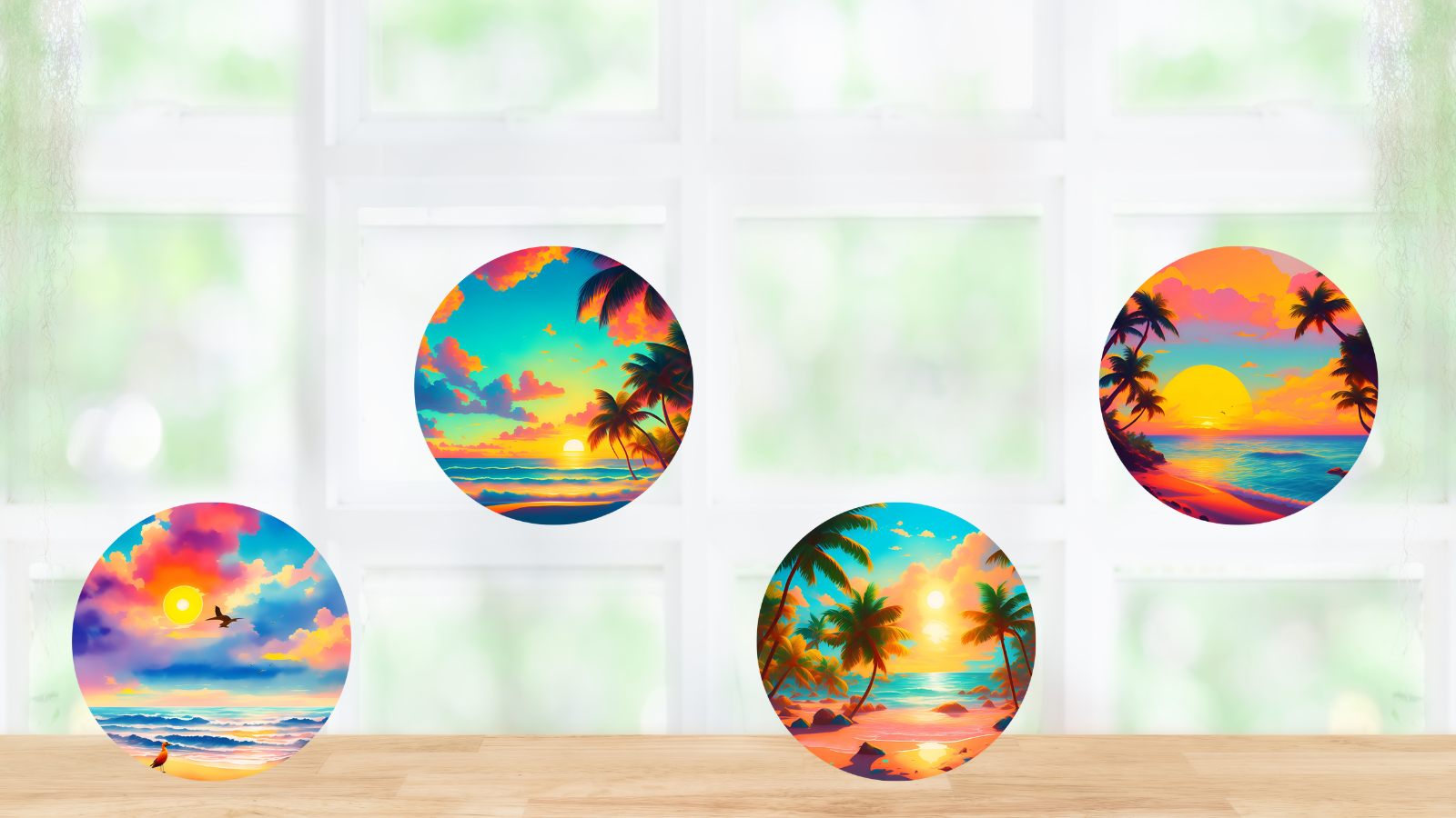Summer Beach Round Coasters