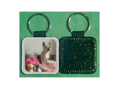 Customized Square Leather Keychain