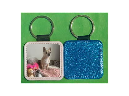 Customized Square Leather Keychain