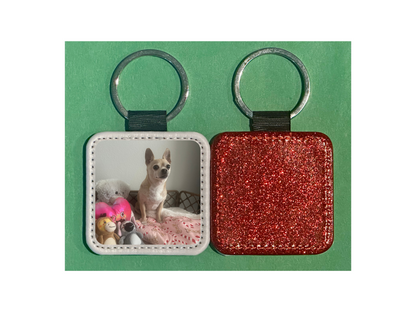 Customized Square Leather Keychain