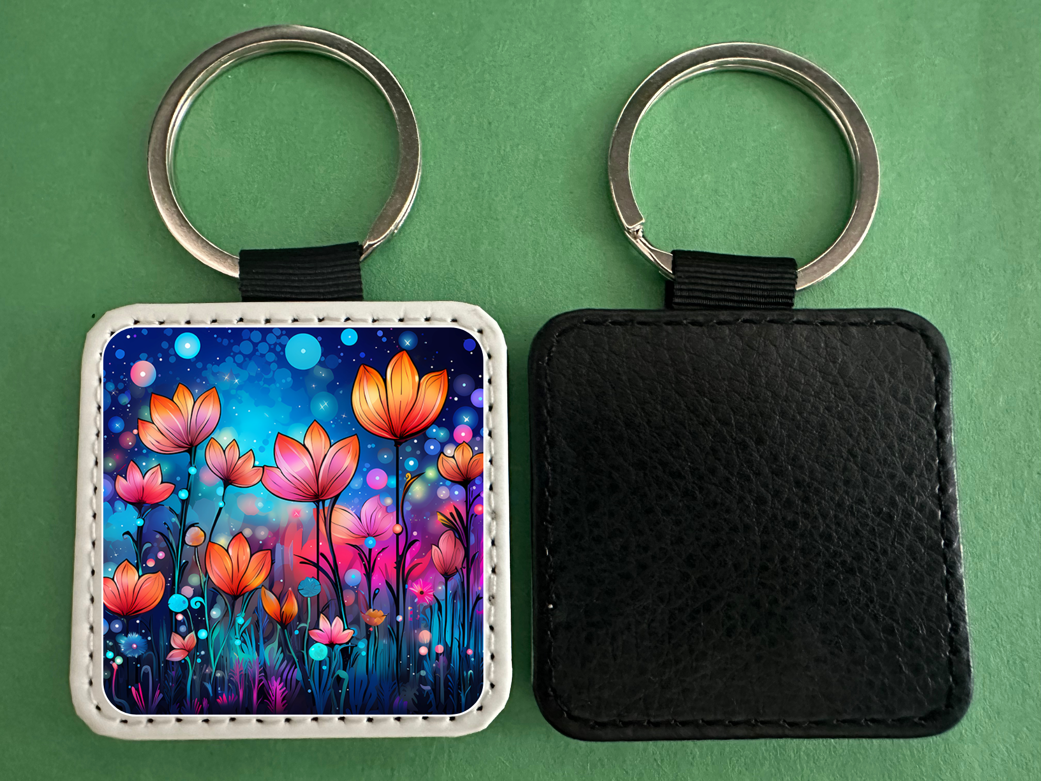 Square Leather Keychain