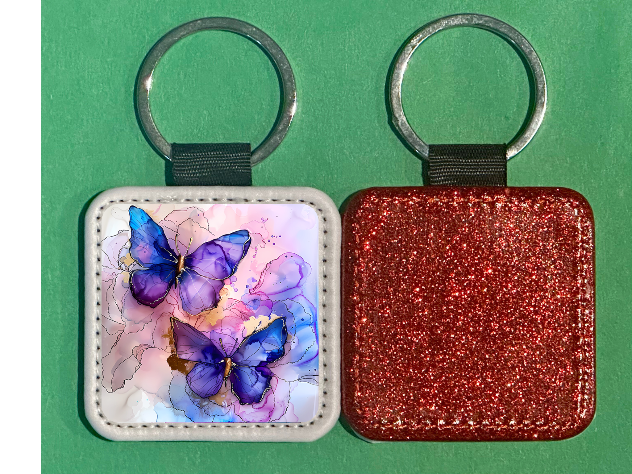 Square Leather Keychain