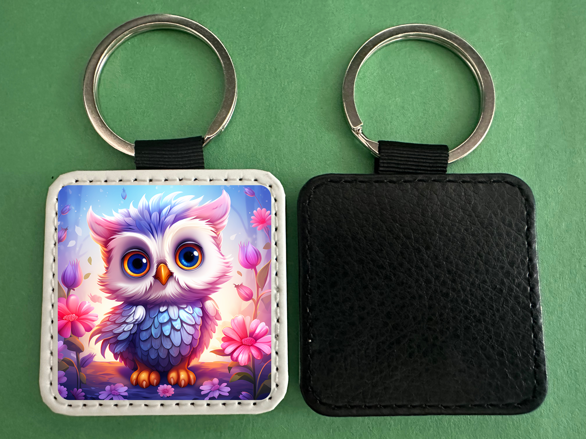 Square Leather Keychain