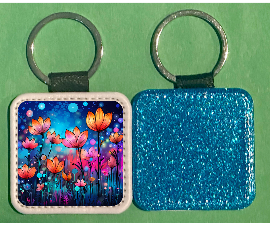 Square Leather Keychain