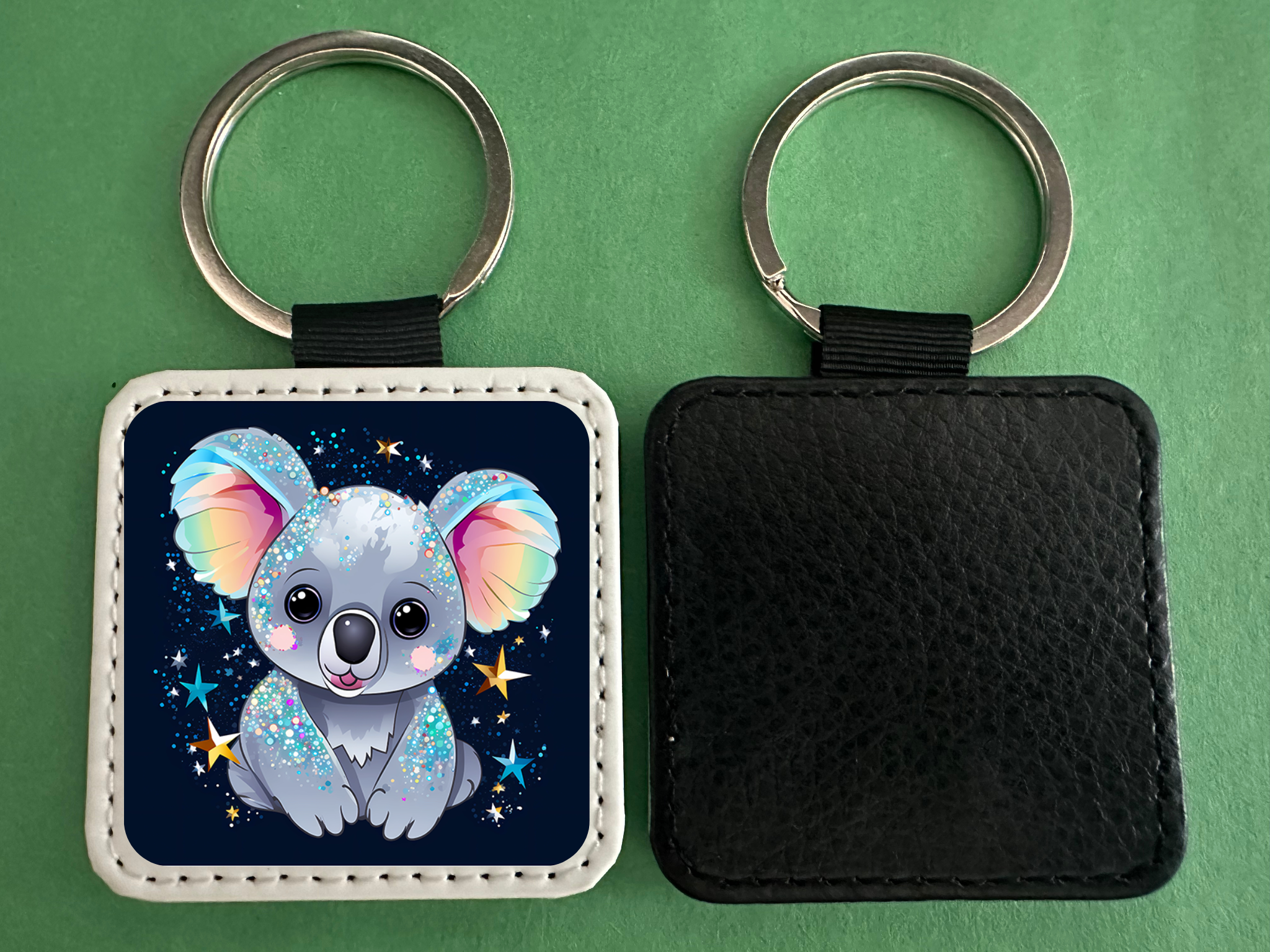 Square Leather Keychain