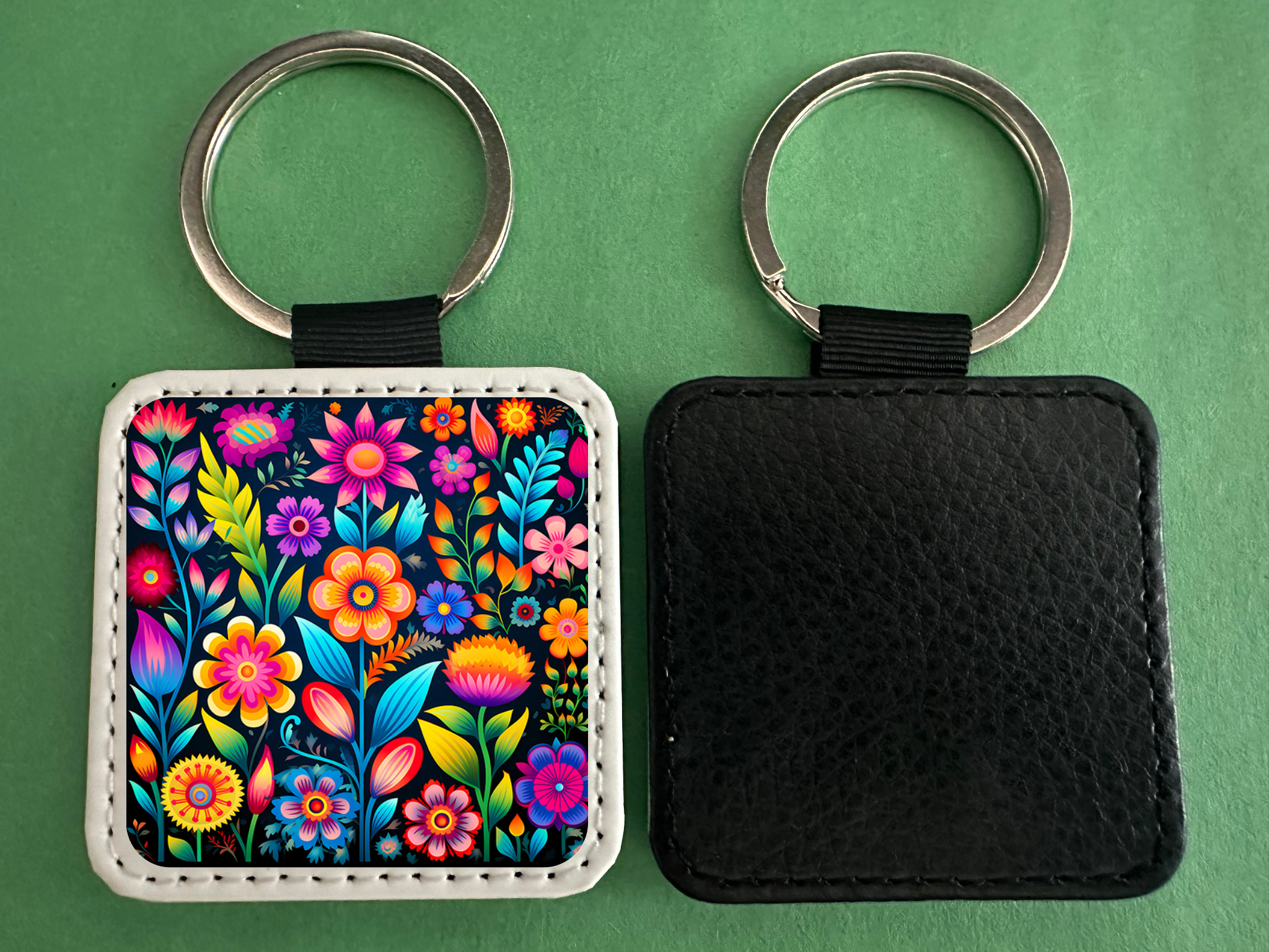 Square Leather Keychain