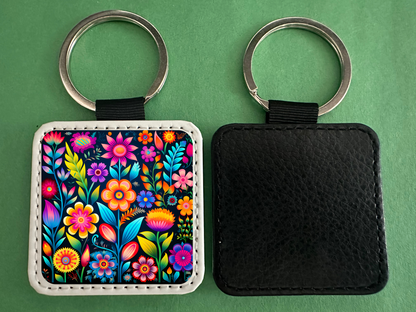 Square Leather Keychain