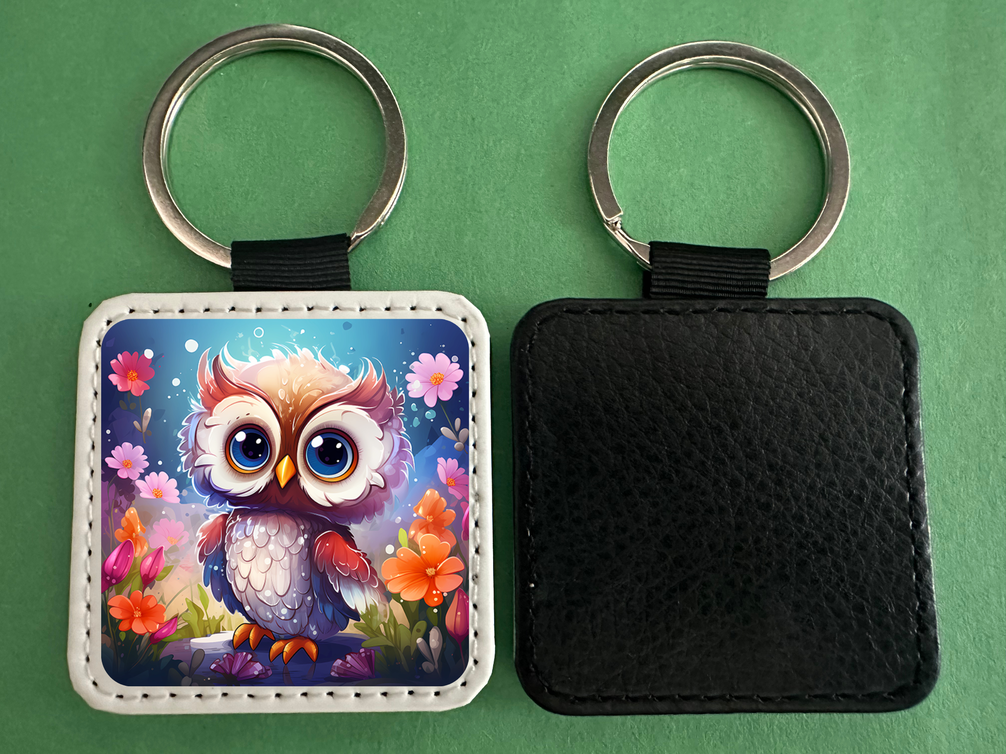 Square Leather Keychain