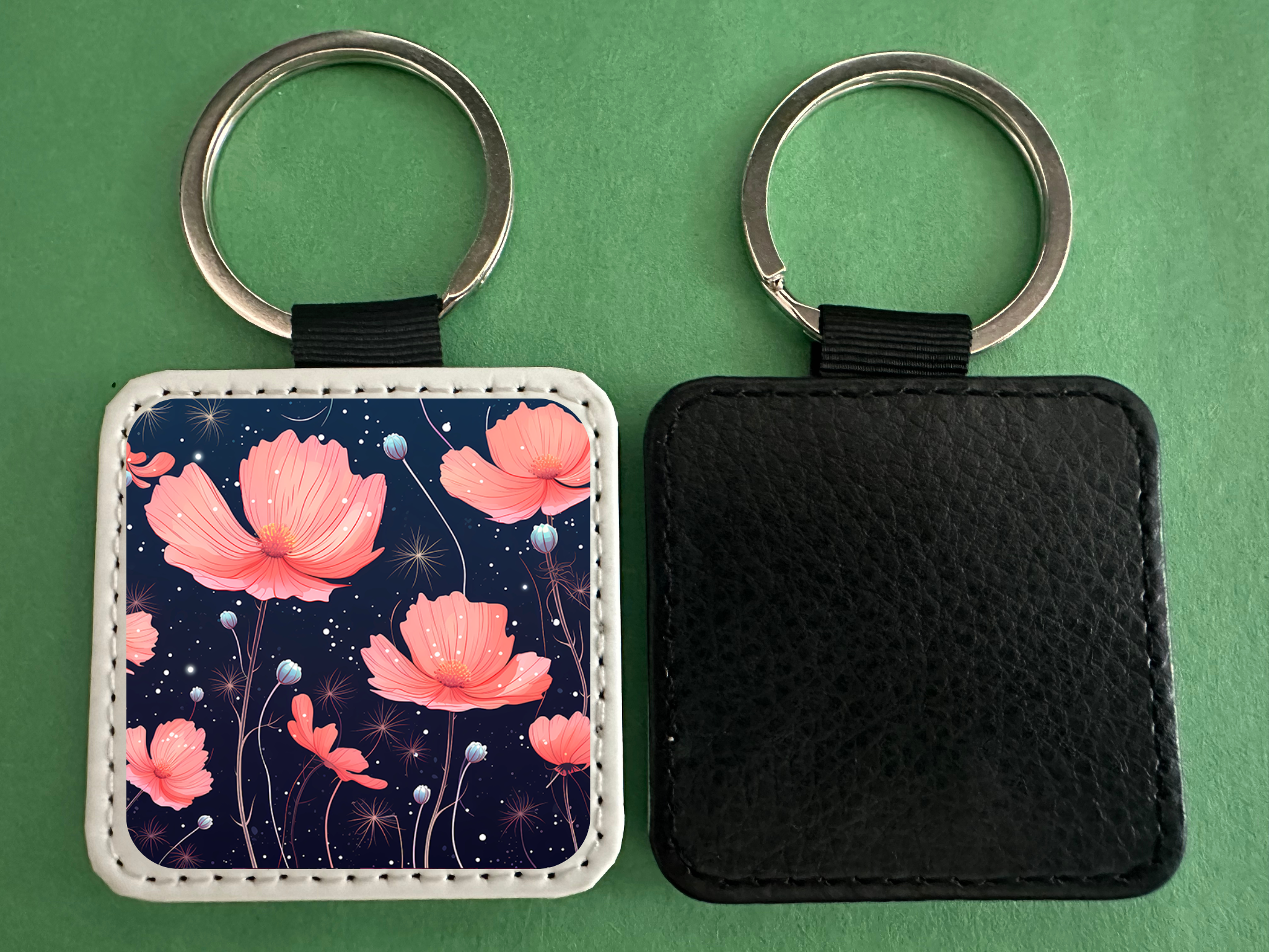 Square Leather Keychain