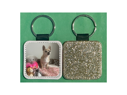 Customized Square Leather Keychain