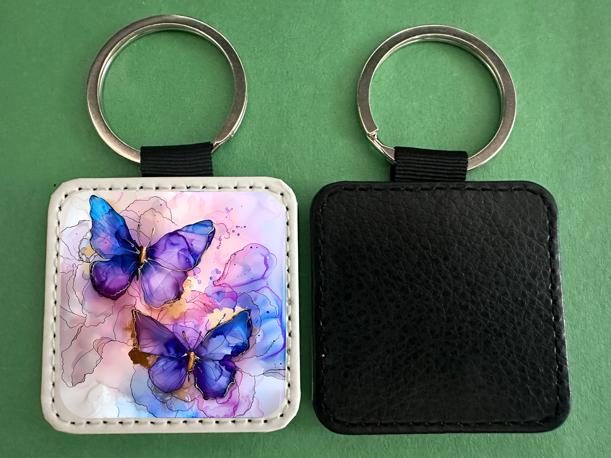 Square Leather Keychain
