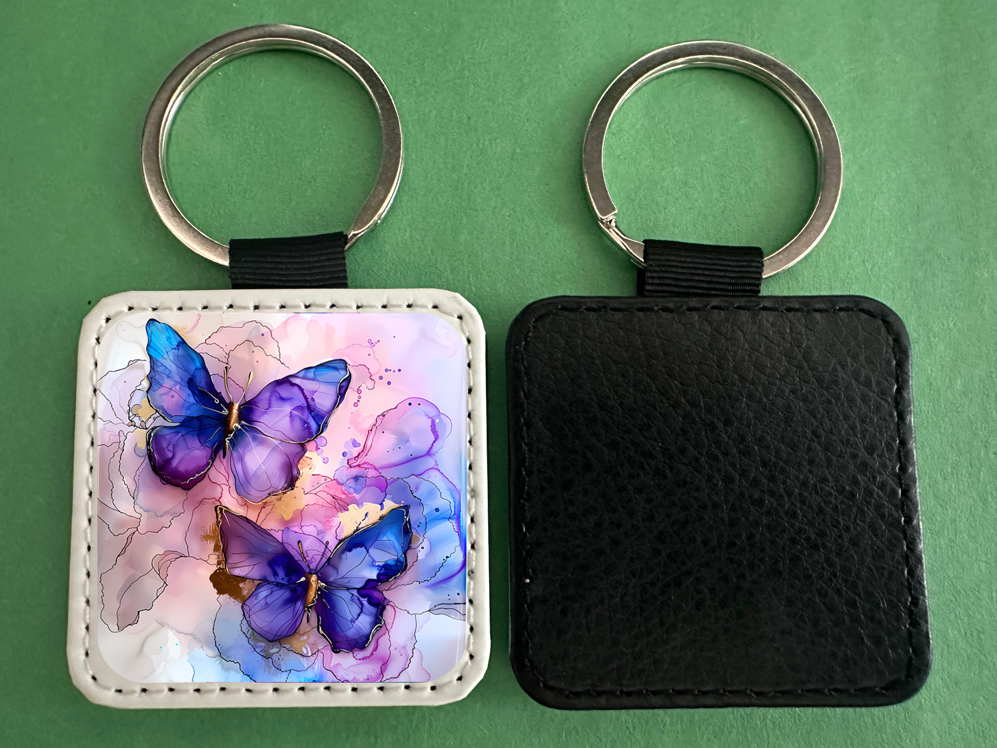 Square Leather Keychain