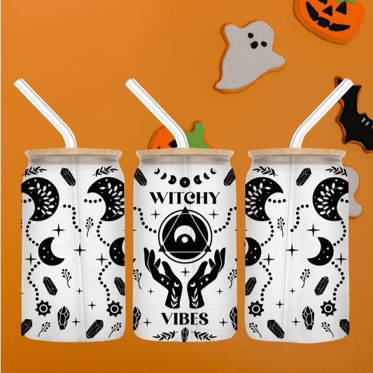 Witchy Vibes 16oz Frosted Glass Can Tumbler