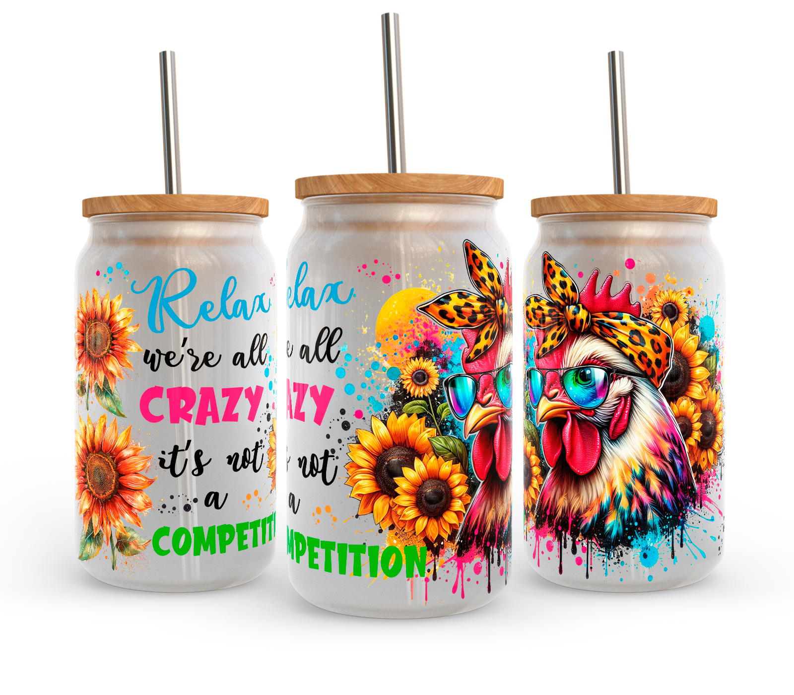 Relax We're All Crazy 16oz Frosted Glass Can Tumbler